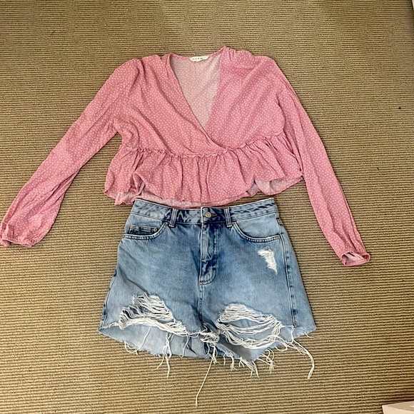 PacSun/L.A. Hearts top & Topshop Denim Shorts - Picture 1 of 6